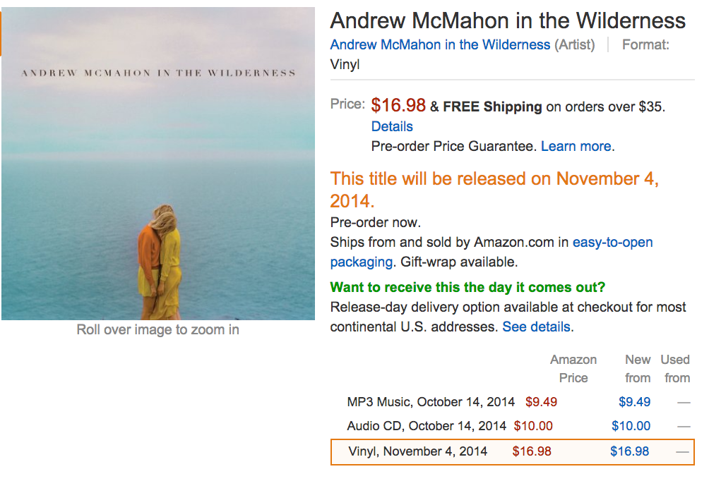 CD/Vinyl preorder on Amazon