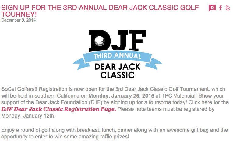 Sign up for the 3rd Annual Dear Jack Classic