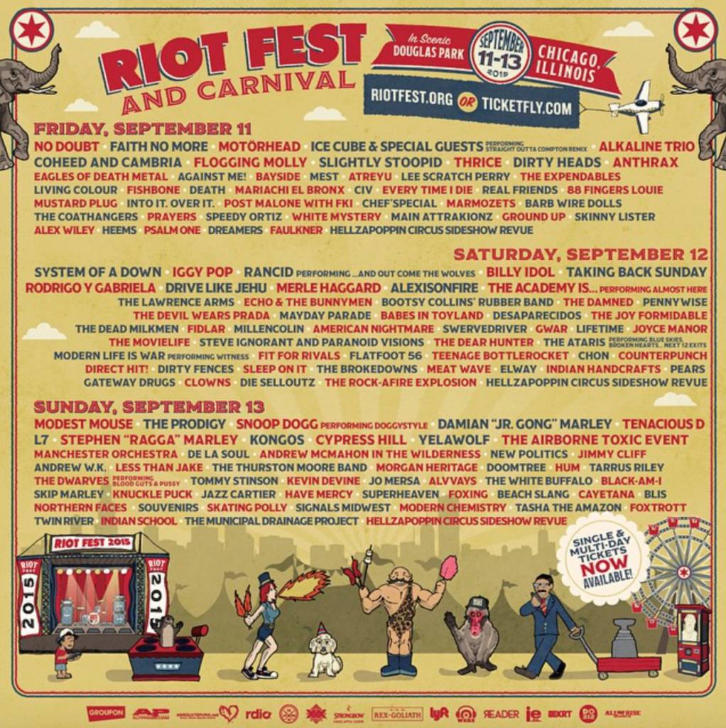 Playing Riot Fest on September 13th!