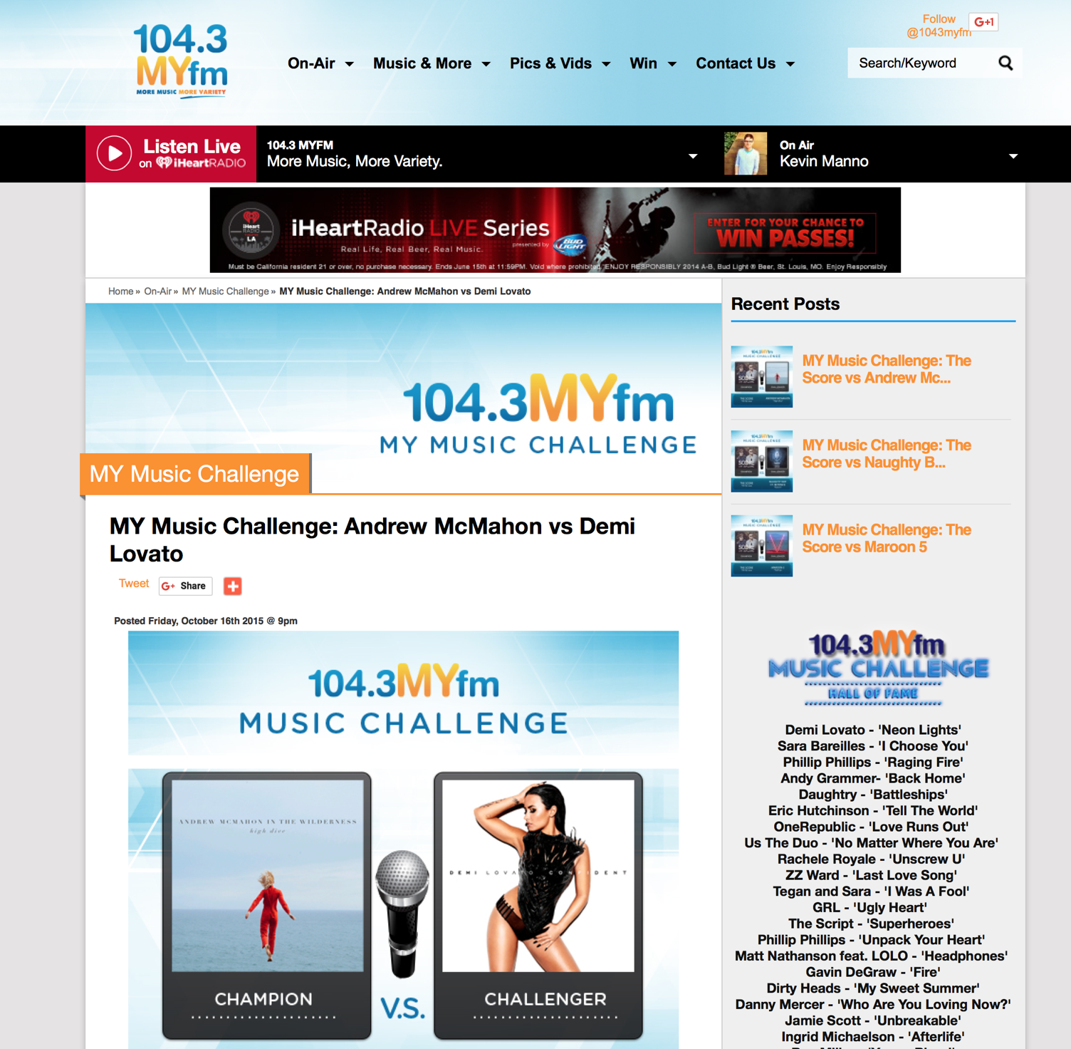 Vote for High Dive in 104.3 MY fm’s MY Music Challenge